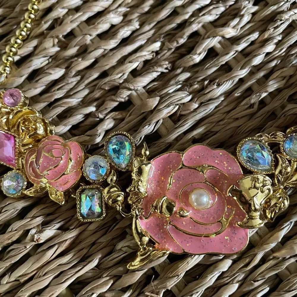 Disney Belle Gold Jeweled Kids Necklace